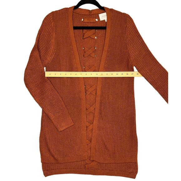 NWT Pinque Burnt Orange Textured Cardigan - Picture 2 of 7